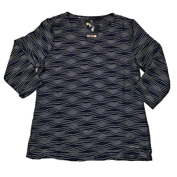 JM Collection Jacquard Metallic Top Intrepid Blue Combo XL - Picture 4 of 5